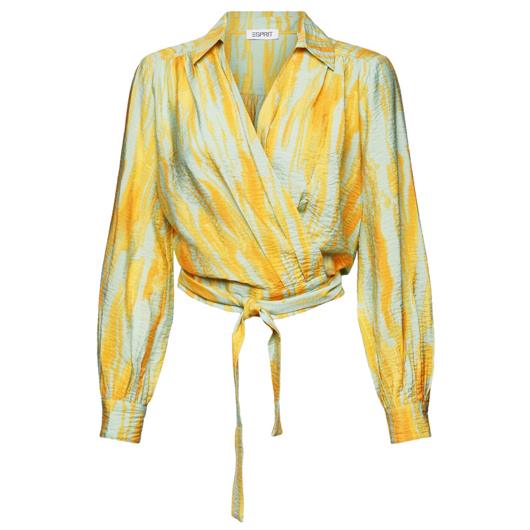 BLUSA CRUZADA ESTAMPADA CON TEXTURA ARRUGADA MUJER ESPRIT