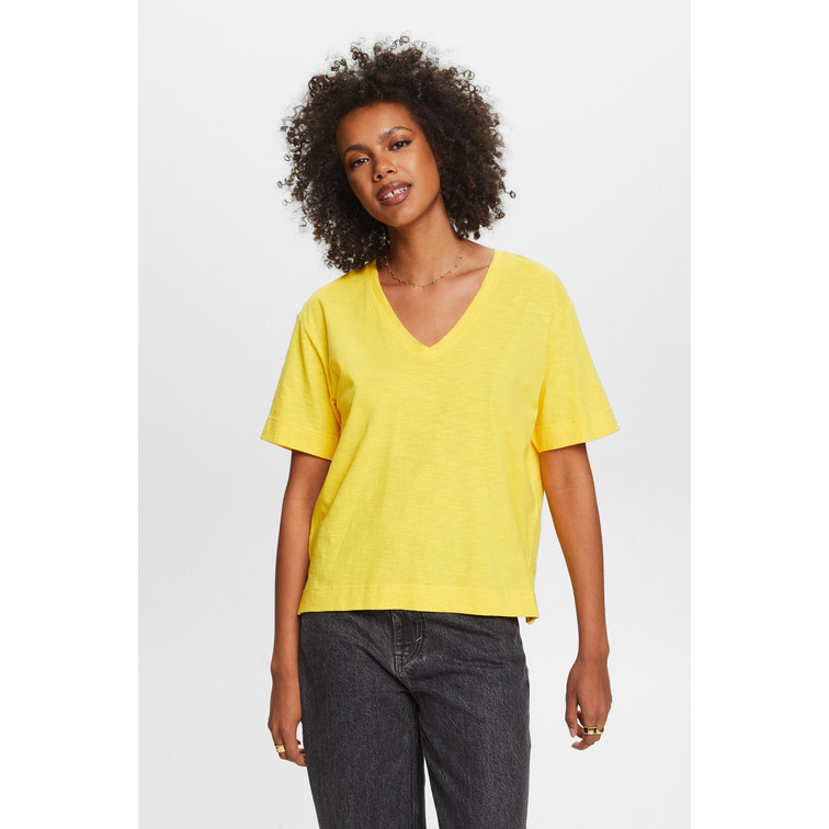CAMISETA FLAMEADA CON CUELLO PICO MUJER ESPRIT