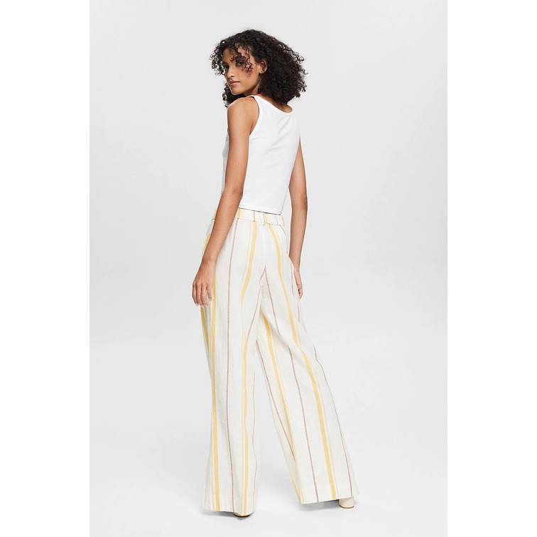PANTALÓN A RAYAS EN MEZCLA DE LINO MUJER ESPRIT