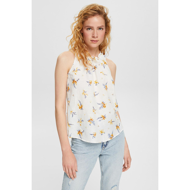 BLUSA CON ESTAMPADO FLORAL EN MEZCLA DE LINO MUJER ESPRIT