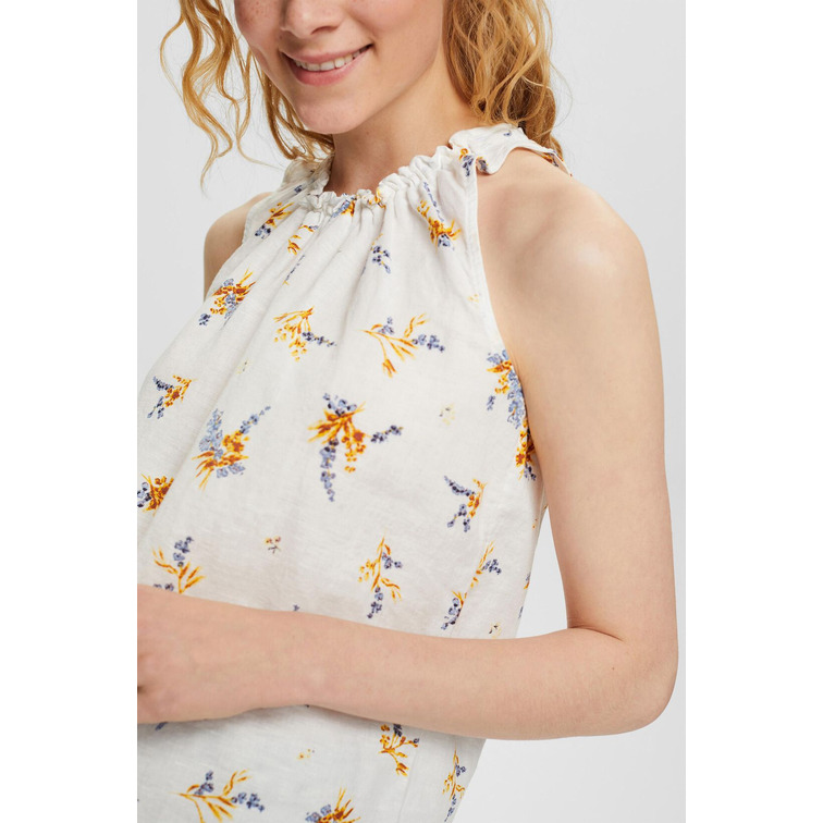 BLUSA CON ESTAMPADO FLORAL EN MEZCLA DE LINO MUJER ESPRIT