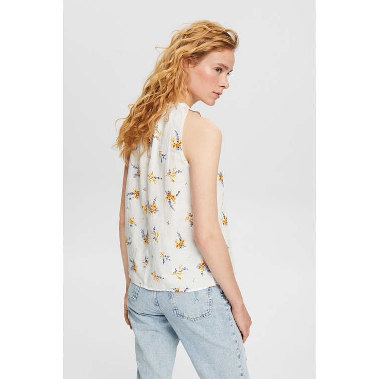 BLUSA CON ESTAMPADO FLORAL EN MEZCLA DE LINO MUJER ESPRIT