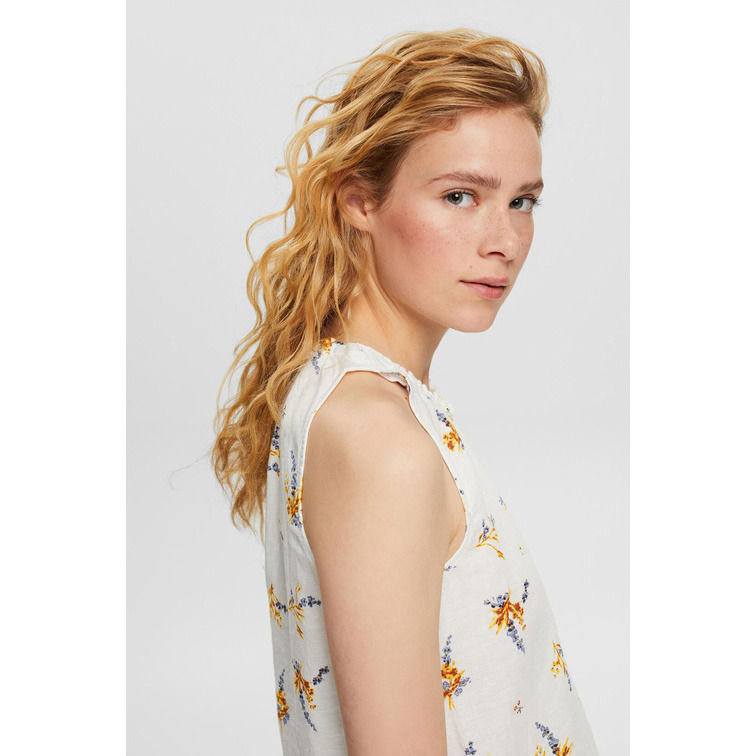 BLUSA CON ESTAMPADO FLORAL EN MEZCLA DE LINO MUJER ESPRIT