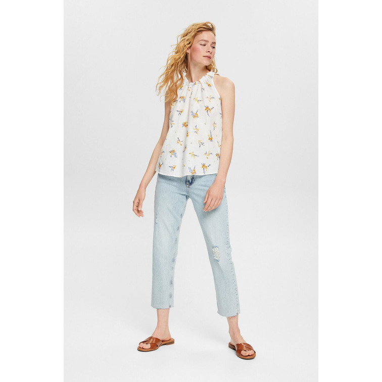 BLUSA CON ESTAMPADO FLORAL EN MEZCLA DE LINO MUJER ESPRIT