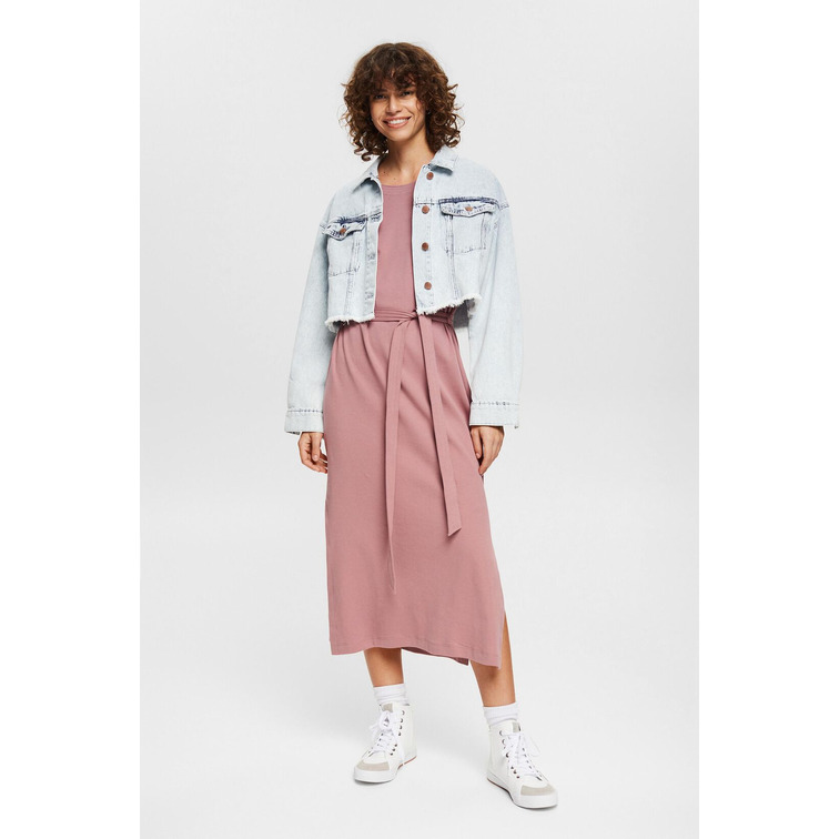 VESTIDO DE JERSEY CON CINTURÓN MUJER ESPRIT