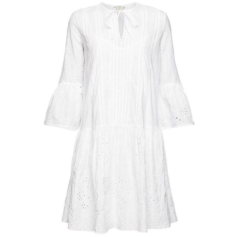 VESTIDO CON ENCAJE CALADO Y BORDADO MUJER ESPRIT