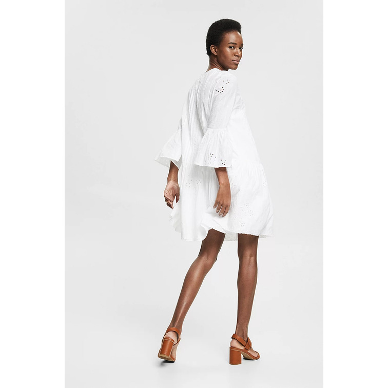 VESTIDO CON ENCAJE CALADO Y BORDADO MUJER ESPRIT