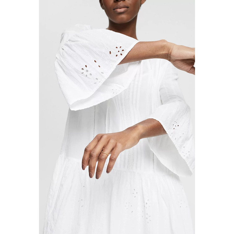 VESTIDO CON ENCAJE CALADO Y BORDADO MUJER ESPRIT