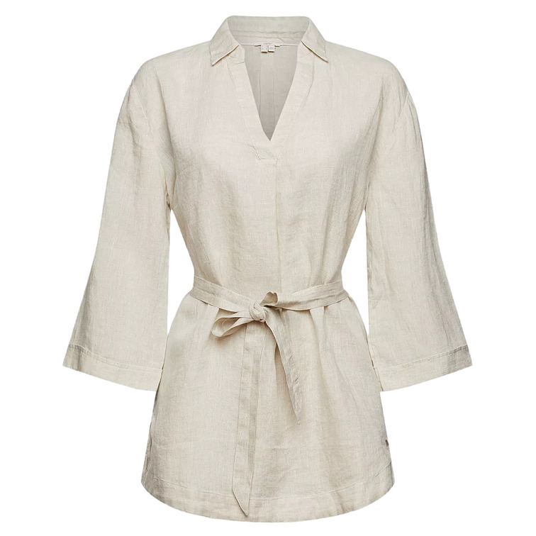 BLUSA DE LINO CON CINTURÓN MUJER ESPRIT