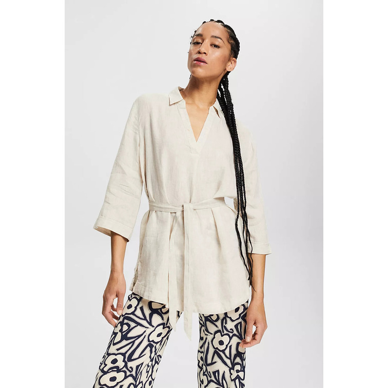 BLUSA DE LINO CON CINTURÓN MUJER ESPRIT
