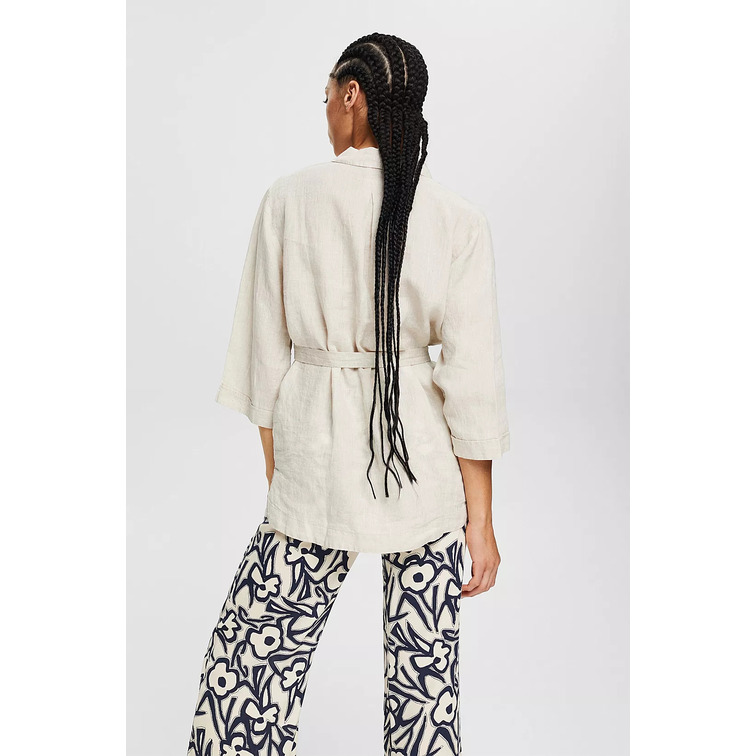 BLUSA DE LINO CON CINTURÓN MUJER ESPRIT