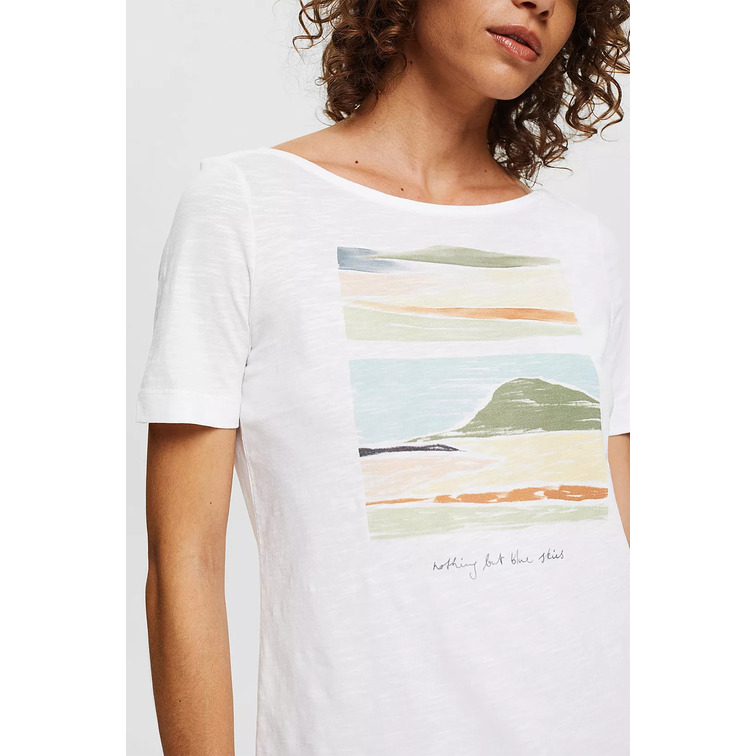 CAMISETA ESTAMPADA CON CUELLO BARCO MUJER ESPRIT