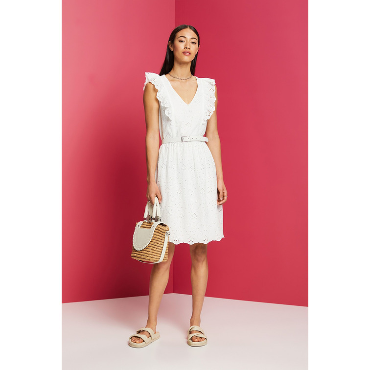 VESTIDO EN ENCAJE DE ALGODÓN MUJER ESPRIT