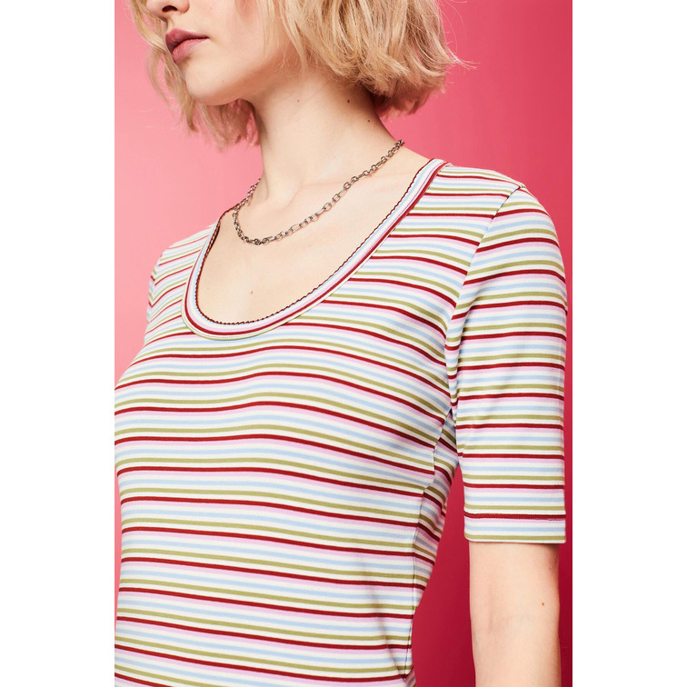 CAMISETA DE JERSEY A RAYAS MULTICOLOR MUJER ESPRIT