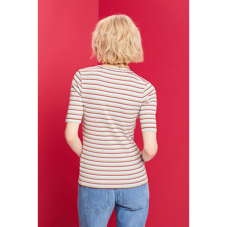 CAMISETA DE JERSEY A RAYAS MULTICOLOR MUJER ESPRIT
