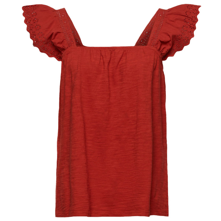CAMISETA CON MANGAS BORDADOS MUJER ESPRIT