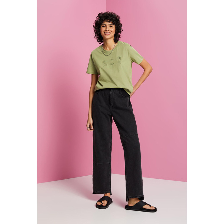 CAMISETA DE ALGODÓN CON ESTAMPADO FLORAL MUJER ESPRIT