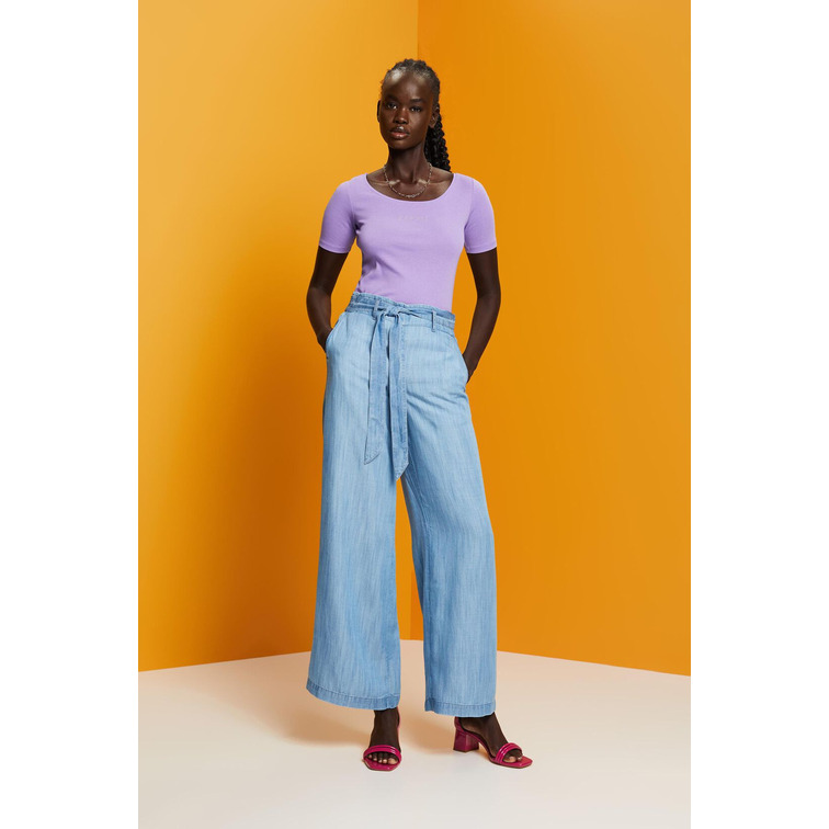 PANTALÓN DE PERNERA ANCHA CON LAZADA MUJER ESPRIT