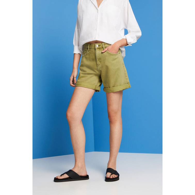SHORTS DE SARGA DE TIRO ALTO MUJER ESPRIT