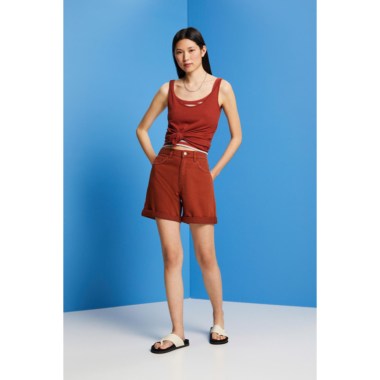 SHORTS DE SARGA DE TIRO ALTO MUJER ESPRIT