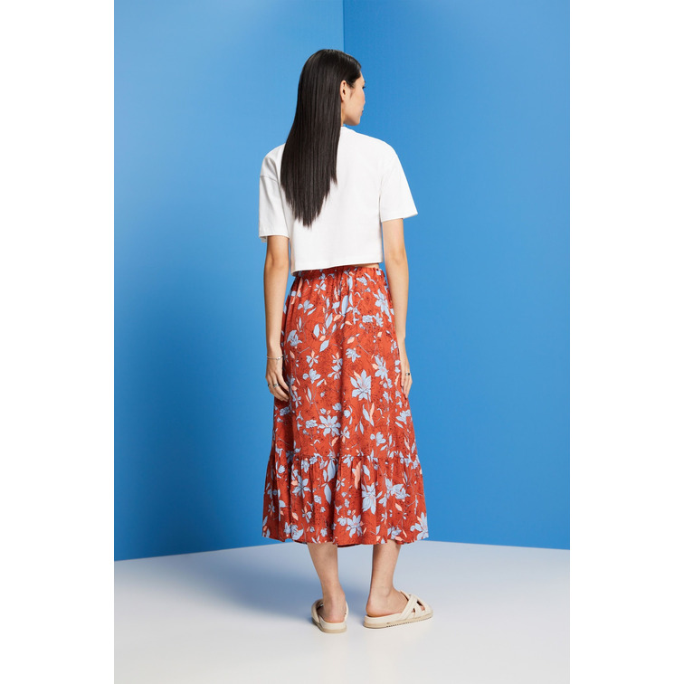 FALDA MIDI CON BAJO AVOLANTADO MUJER ESPRIT
