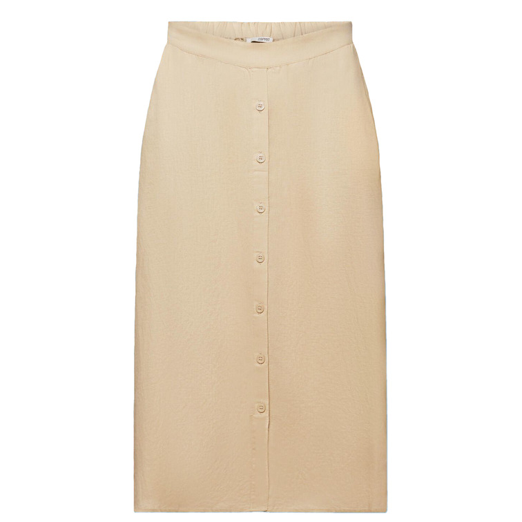 FALDA MIDI EN MEZCLA DE LINO Y ALGODÓN MUJER ESPRIT
