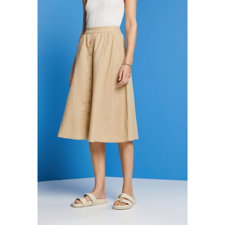 FALDA MIDI EN MEZCLA DE LINO Y ALGODÓN MUJER ESPRIT