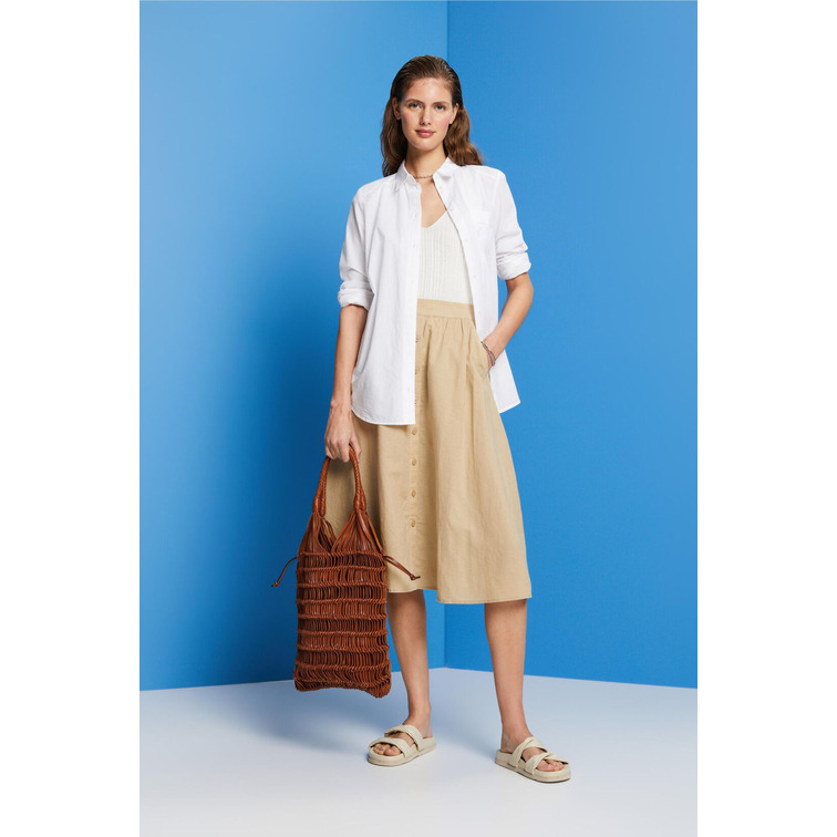 FALDA MIDI EN MEZCLA DE LINO Y ALGODÓN MUJER ESPRIT