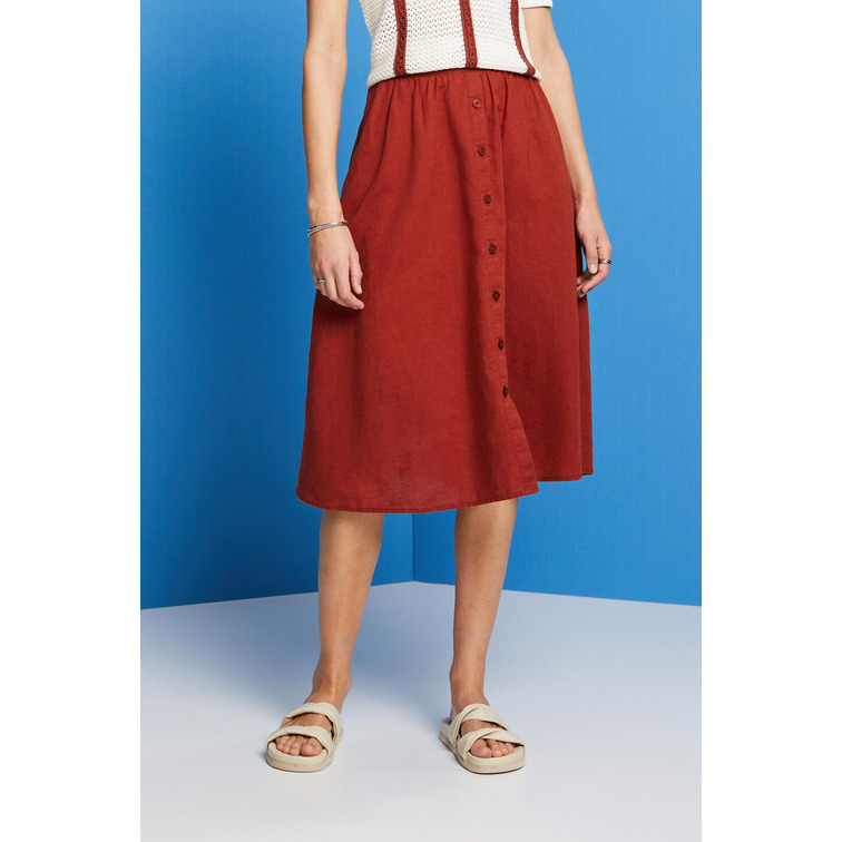 FALDA MIDI EN MEZCLA DE LINO Y ALGODÓN MUJER ESPRIT