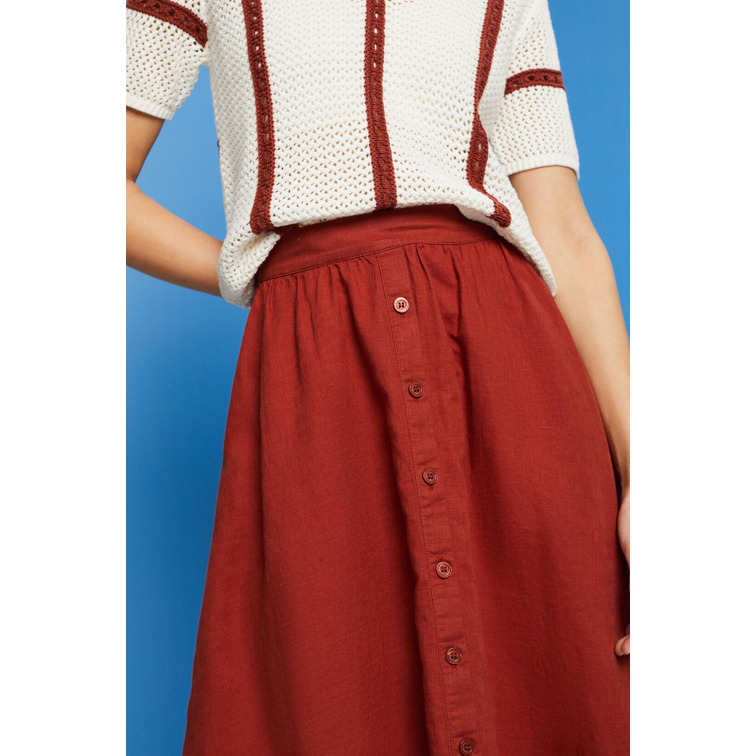 FALDA MIDI EN MEZCLA DE LINO Y ALGODÓN MUJER ESPRIT