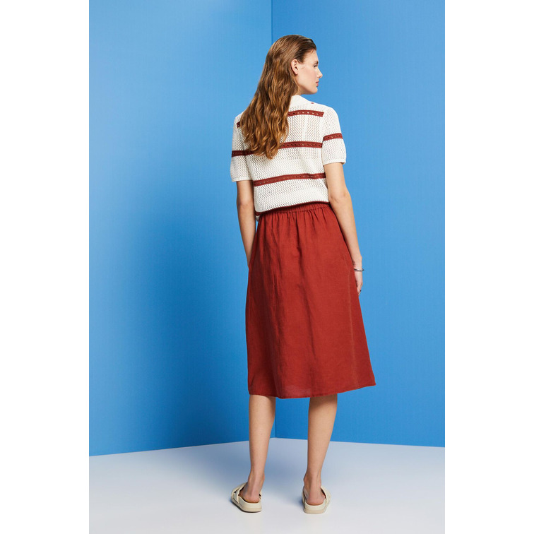 FALDA MIDI EN MEZCLA DE LINO Y ALGODÓN MUJER ESPRIT
