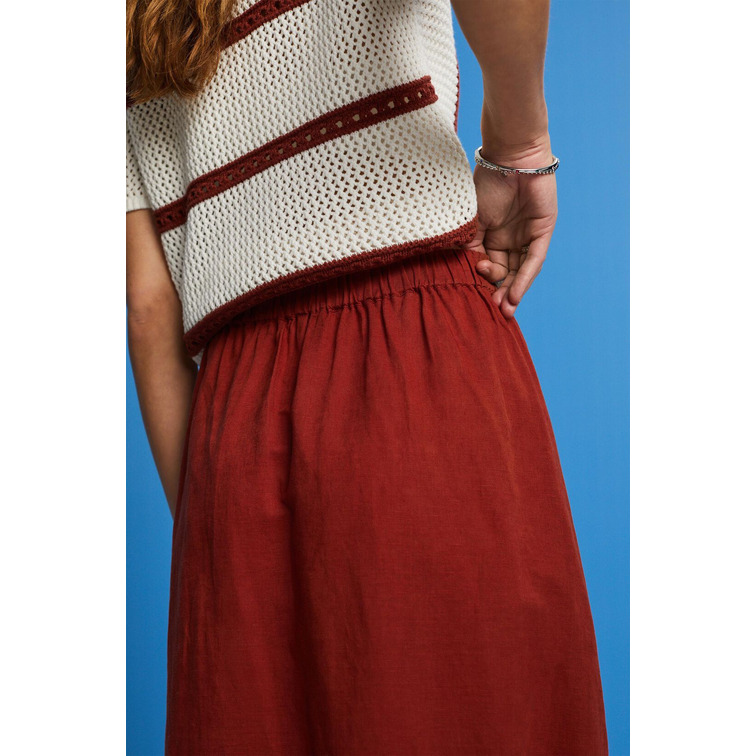 FALDA MIDI EN MEZCLA DE LINO Y ALGODÓN MUJER ESPRIT