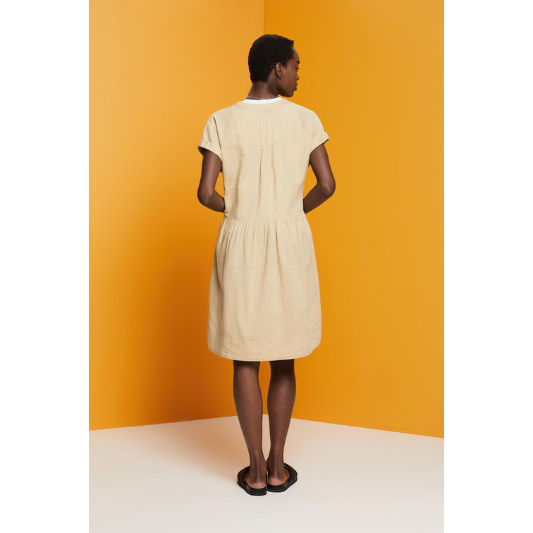 VESTIDO EN MEZCLA DE ALGODÓN Y LINO MUJER ESPRIT