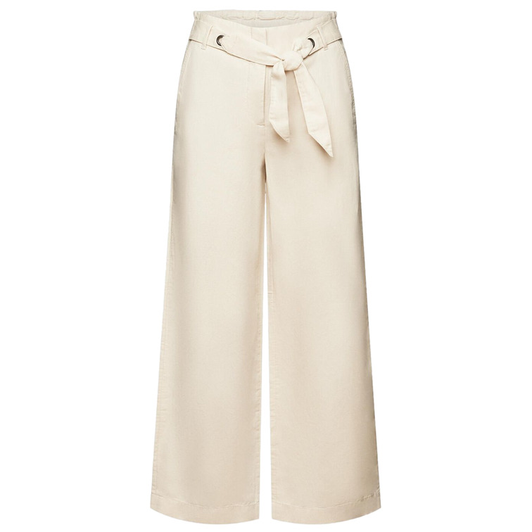 PANTALÓN CULOTTE CROP EN MEZCLA DE ALGODÓN Y LINO MUJER ESPRIT
