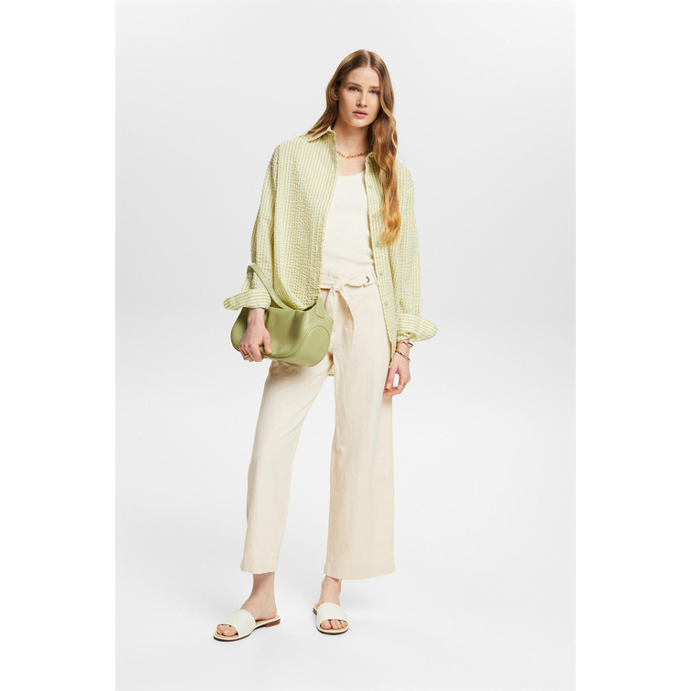 PANTALÓN CULOTTE CROP EN MEZCLA DE ALGODÓN Y LINO MUJER ESPRIT