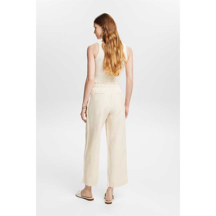 PANTALÓN CULOTTE CROP EN MEZCLA DE ALGODÓN Y LINO MUJER ESPRIT