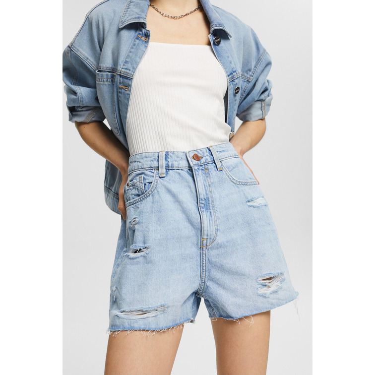 SHORT VAQUERO CON EFECTOS ROTOS MUJER ESPRIT