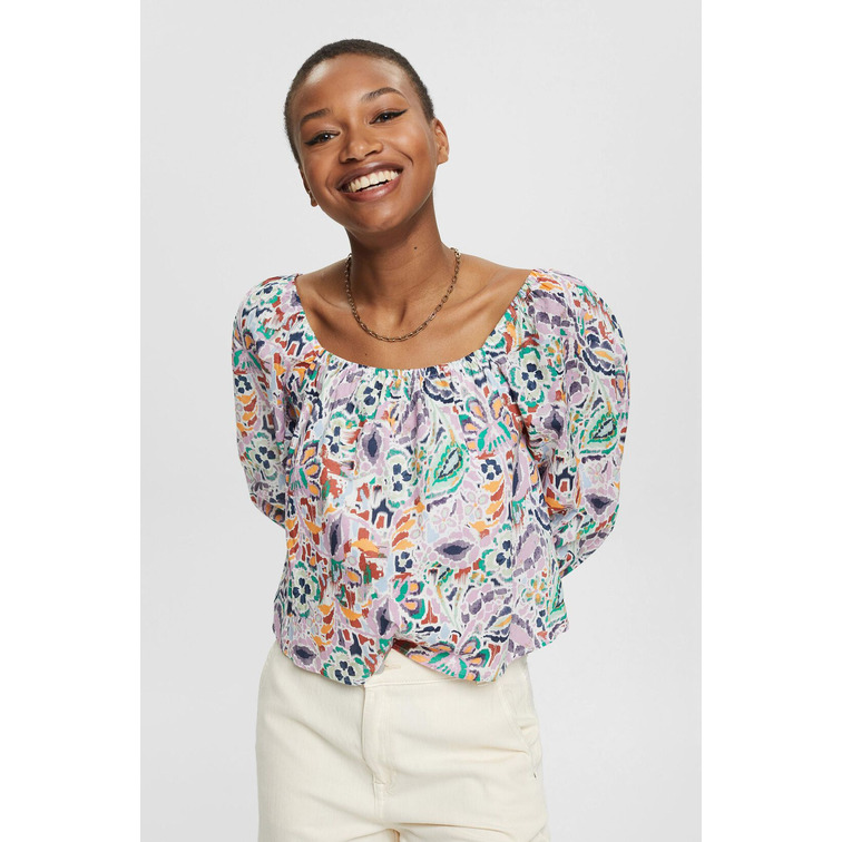 BLUSA ESTAMPADA CON ESCOTE CUADRADO MUJER ESPRIT