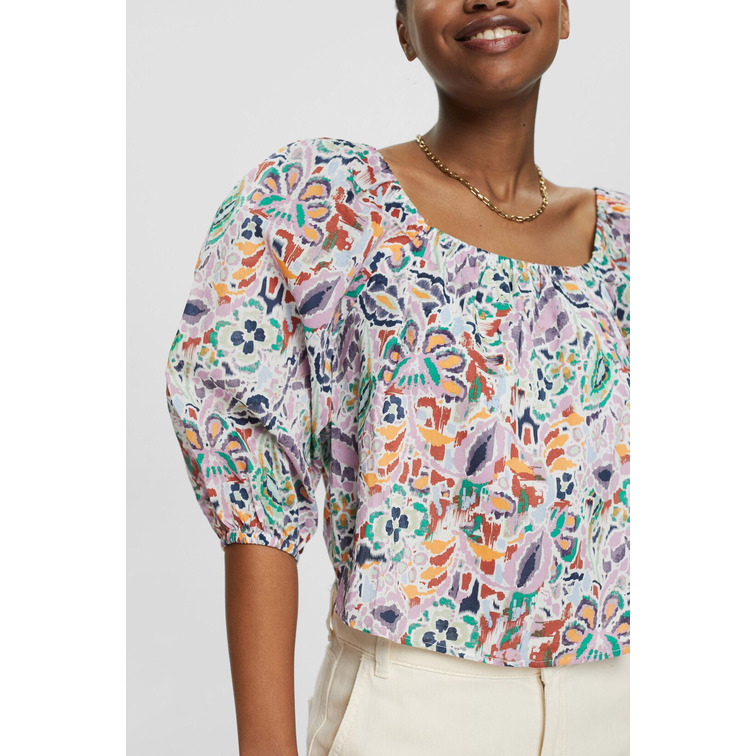 BLUSA ESTAMPADA CON ESCOTE CUADRADO MUJER ESPRIT