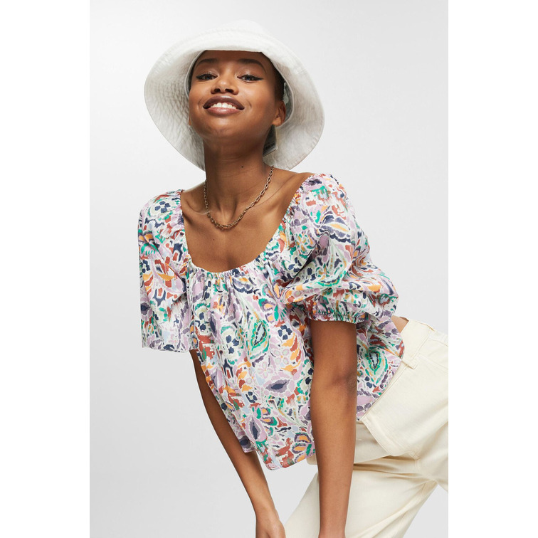 BLUSA ESTAMPADA CON ESCOTE CUADRADO MUJER ESPRIT