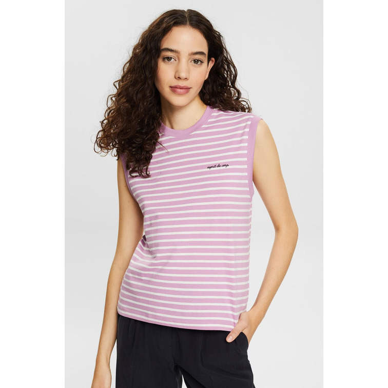 CAMISETA A RAYAS CON LOGO BORDADO MUJER ESPRIT