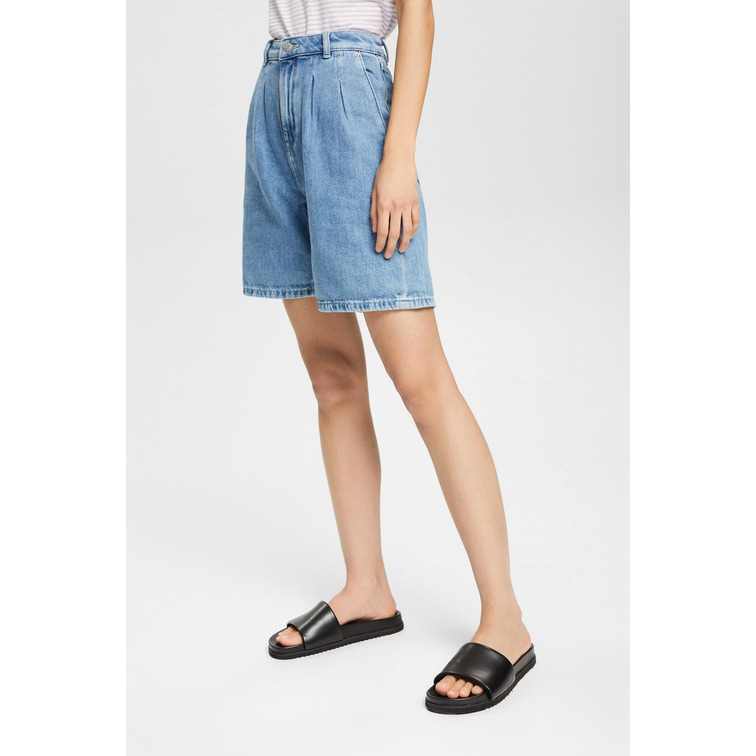 SHORT VAQUERO CON PLIEGUES EN LA CINTURA MUJER ESPRIT