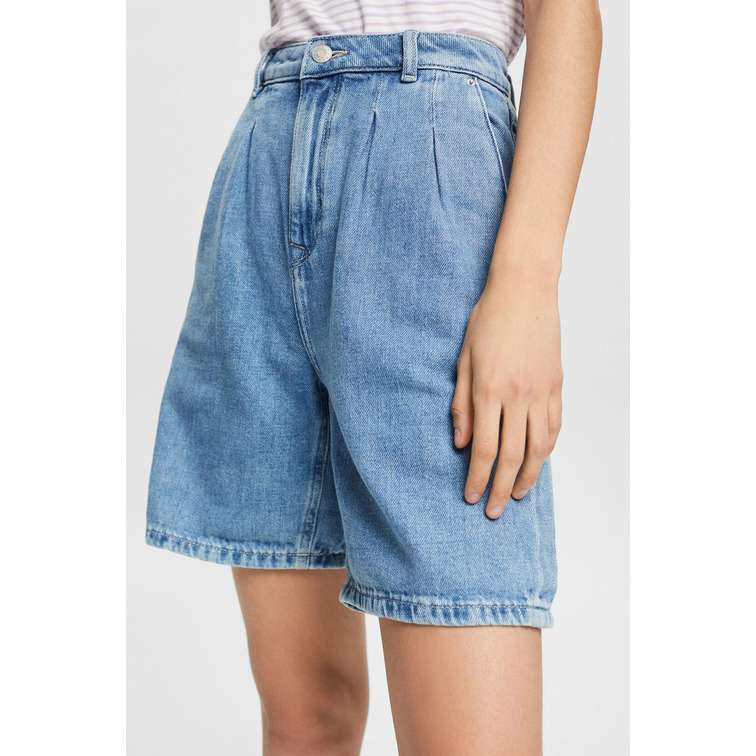 SHORT VAQUERO CON PLIEGUES EN LA CINTURA MUJER ESPRIT
