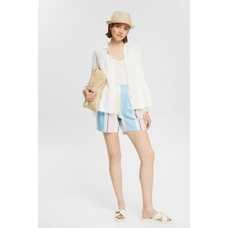 SHORT A RAYAS EN MEZCLA DE LINO MUJER ESPRIT