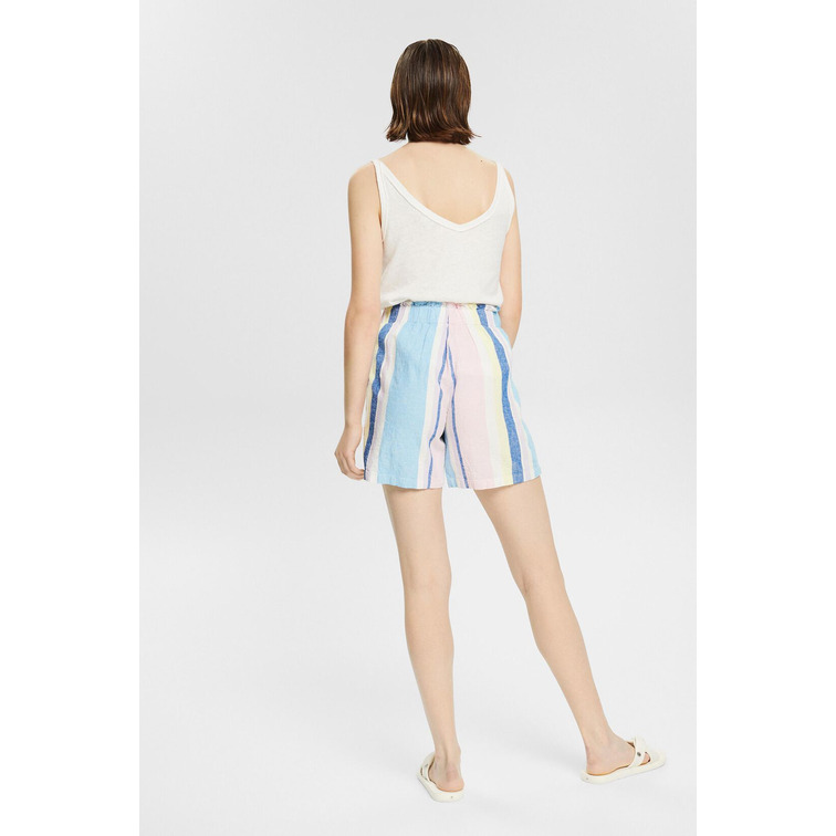 SHORT A RAYAS EN MEZCLA DE LINO MUJER ESPRIT
