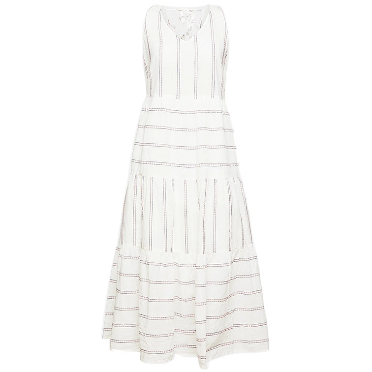 VESTIDO MIDI CON RAYAS BORDADAS MUJER ESPRIT