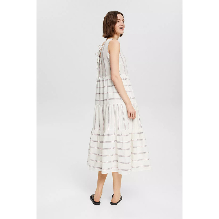VESTIDO MIDI CON RAYAS BORDADAS MUJER ESPRIT