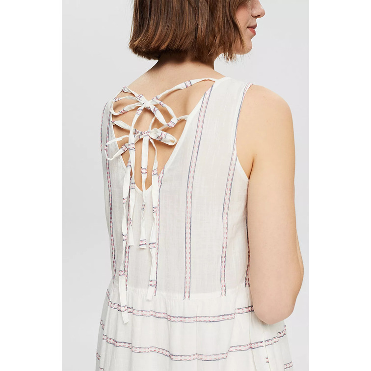 VESTIDO MIDI CON RAYAS BORDADAS MUJER ESPRIT