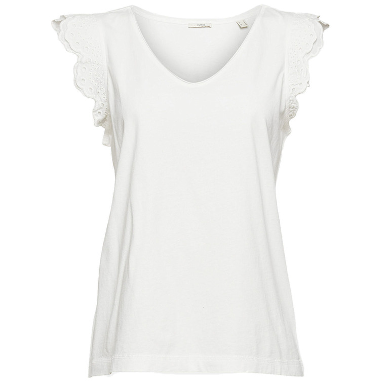 CAMISETA CON MANGAS EN ENCAJE CALADO MUJER ESPRIT