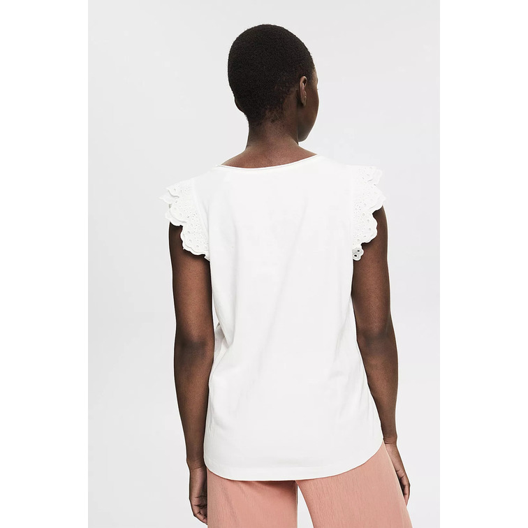 CAMISETA CON MANGAS EN ENCAJE CALADO MUJER ESPRIT
